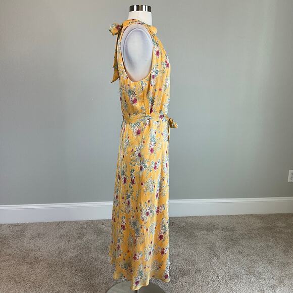 Adrianna Papell Colorful Floral Print Chiffon A-Line Midi Dress Yellow Size 12 - Picture 3 of 11